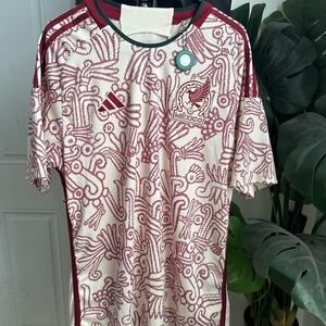 adidas Cream and Maroon Mexico Men's Jersey